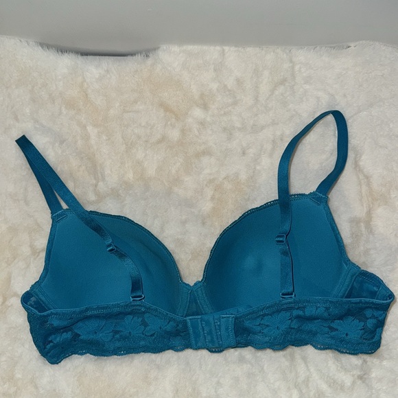 No Boundaries All Over Lace Balconette Underwire Bra Women’s 38C Teal Floral - Picture 8 of 10